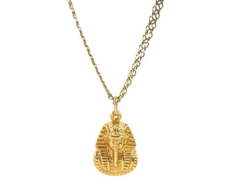 9ct gold Pharaoh pendant necklace, hallmarkedCondition Report:Approx 7.3gm, pendant length = 3.2cm, chain length = 53cm