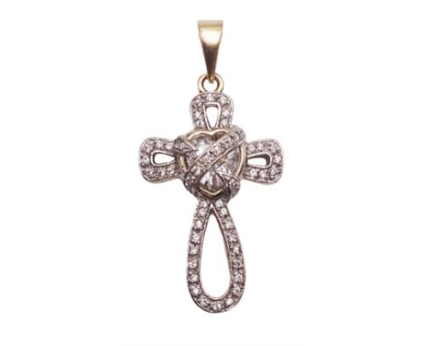 9ct gold cubic zirconia cross pendant, hallmarkedCondition Report:Approx 8.95gm, length = 48mm, good condition