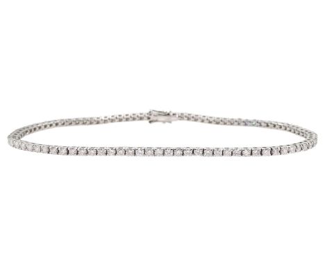 18ct white gold round brilliant cut diamond line bracelet, stamped, total diamond weight approx 2.00 caratCondition Report:Ap