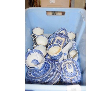 A box of Spode blue Italian table wares