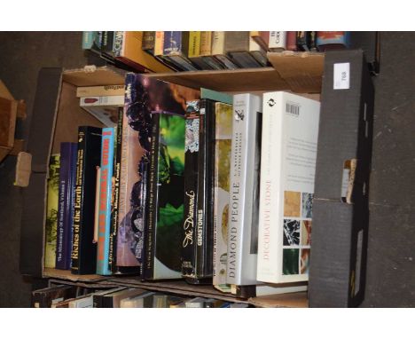 Box of books, minerals and gemstone interest