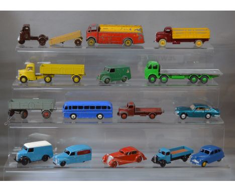 A small quantity of unboxed playworn diecast models by Dinky, Charbens and Crescent, conditions vary, with damage and repaint