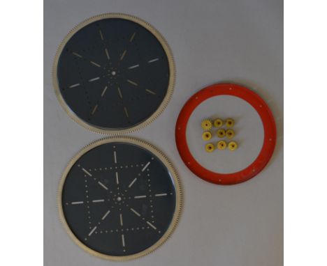 Meccano. Reproduction geared roller bearing plates with large toothed pinion & large flanged ring.