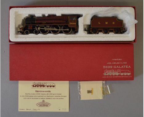 OO Gauge. Bachmann. Ltd Edition LMS Jubilee class 5699 "Galatea" VG boxed with etched brass name plates & certificate No.220 