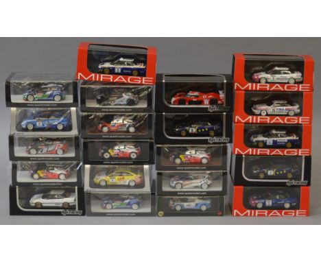 Twelve boxed Minimax 'Spark' diecast model cars together with nine boxed HPI Mirage models all in 1:43 scale. Models appear G