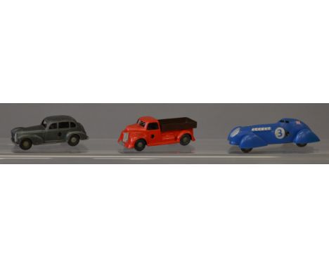 An unboxed Chad Valley 'Wee-Kin' Streamlined Racing Car in blue RN '3', approximately 13cm long missing key but with function