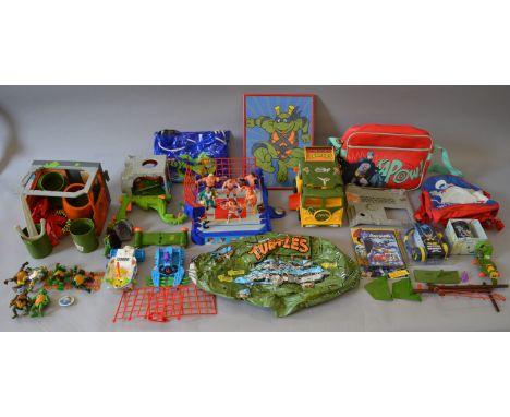 A good quantity of unboxed Teenage Mutant Hero Turtles items including figures, a vehicle, a building and accessories togethe