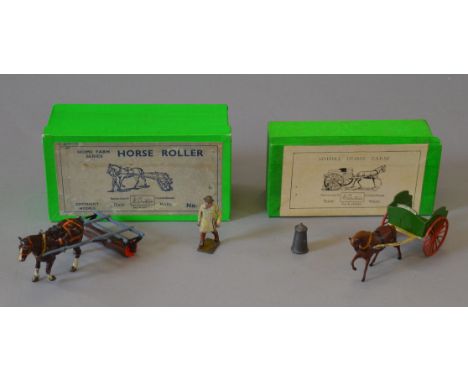 Two boxed Britains diecast models from their 'Home Farm Series', 9F Horse Roller and 45F Milk Float, both appear F/G in gener