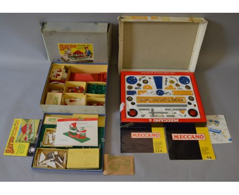 Meccano set No.6, 1970's together with a quantity of Bayko parts housed in P box