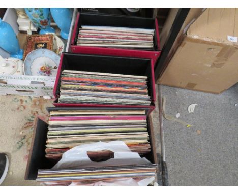 Three cases of LP records to include Paul Young, Michael Jackson etc 