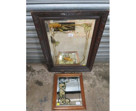 A Moet &amp; Chandon advertising mirror together with a vintage Art Nouveau style embellished gypsy mirror (2) 