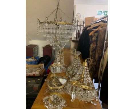 A collection of six assorted lustre light fittings A/F 