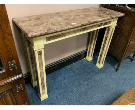 A modern marble top rectangular console table 