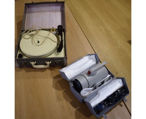 A BSR portable record player together an ILFORD slide projector made in Japan. c1960s.  Untested.