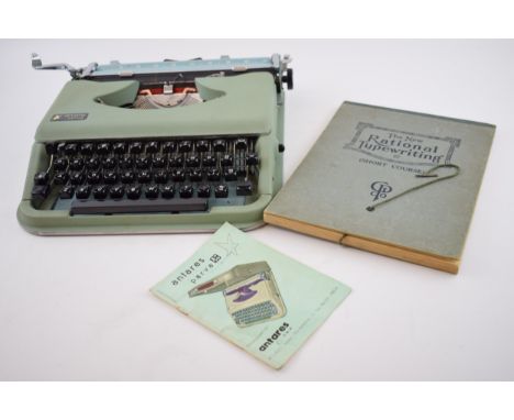 Vintage cased Antares Parva typewriter with The New Rational Typewriting book (2).  