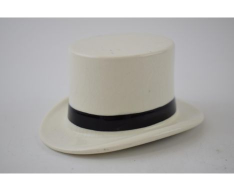 F R Tripler &amp; Co pottery top hat in white and black colours, 10.5cm long.  In good condition with no obvious damage or re