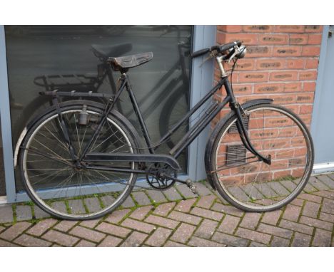 Vintage Raleigh sports model lady's vintage bicycle, circa 1940s, with shock stop grips, Miller headlamp and Dynamo, original