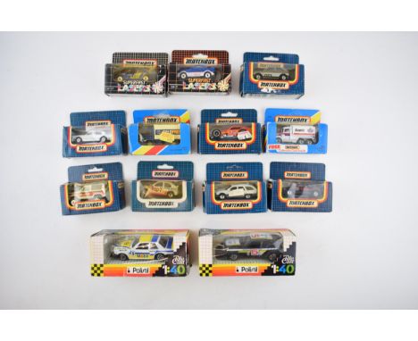 A collection of boxed Matchbox die cast model toy cars to include MB5 Peterbilt Tanker, MB-12 Modified Racer, MB20 Volvo Cont