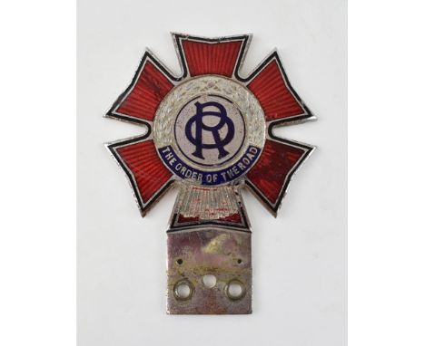Order of the Road (OR) Car Club Badge, Issue No. B 2962. Height 106mm.  Some loss to enamel.