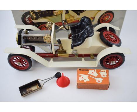Mamod SA1 Steam Roadster with white body, red wheels &amp; chassis, appears to have had very little use. In original box.  Li