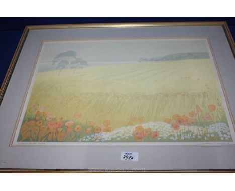 A signed Jennifer Hannaford screen Print 'Poppies in the Corn', 14'' x 20''