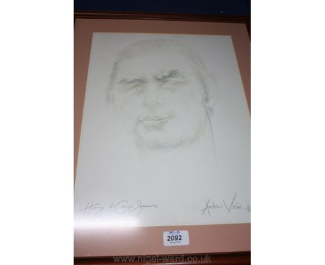 A signed Andrew Vicari Print of Welsh Rugby 'Homage to Carwyn James'.