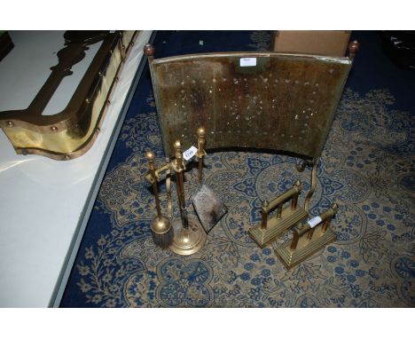 A Companion Set, fire dogs and fire screen, a/f.