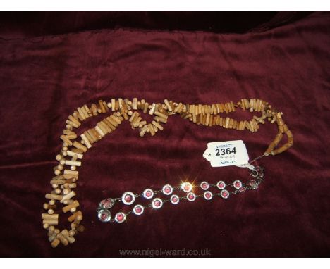 A Necklace of Set Graduated Faceted Crystals T/W a Ceramic Twig Necklace for Restringing.
