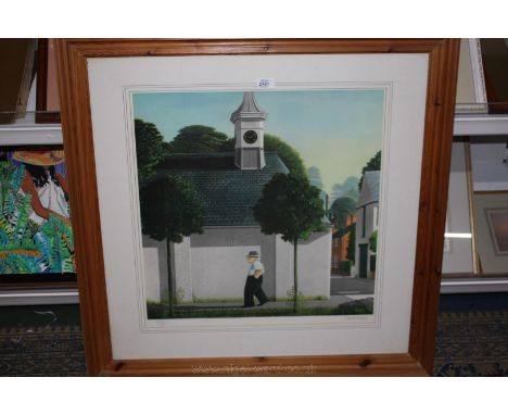 A framed and signed limited edition Print of a Clock Tower by Reg Cartwright, 23'' x 22 1/2''.