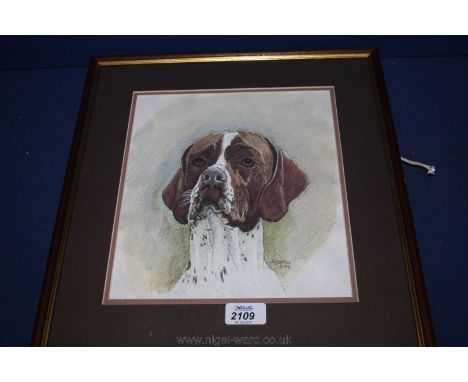 An original portrait of a Dog, 9'' x 10 1/4''.