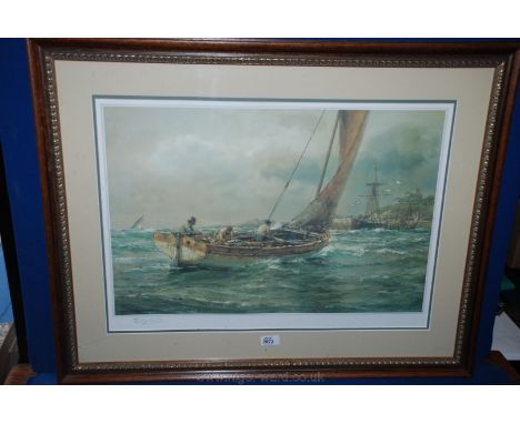 A large framed limited edition Print, no. 144 of 950, by Arthur Wilde Parsons, entitled ''A Spanking Breeze'' depicting a Pil