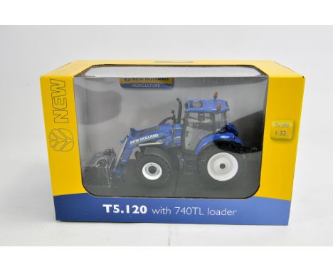 Universal Hobbies 1/32 New Holland T5.120 Tractor with Loader. M in Box (Some light smoke related staining to box).  