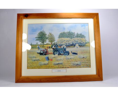 Large Farm Fieldwork Print featuring Field Marshall at the Straw. Ray Hutchins. 