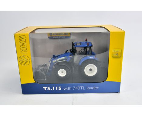 Universal Hobbies 1/32 New Holland T5.115 Tractor with Loader. M in Box (Some light smoke related staining to box).  