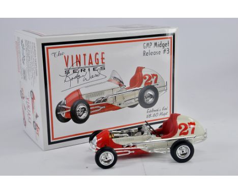 GMP 1/18 Vic Edelbrock hand signed V8-60 midget race car. M in Box.