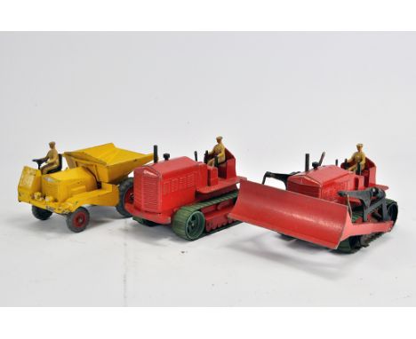 Dinky Toys Dumper and Blaw Knox Tractor models including Heavy Tractor and Bulldozer. Generally VG. (3)