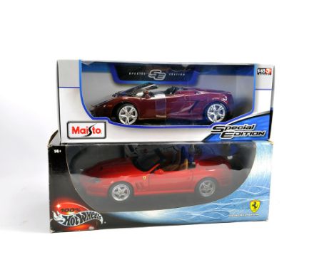 Maisto 1/18 Diecast Sports Car issue. Lamborghini plus Hot Wheels 1/18 Ferrari. M in Boxes. (2)