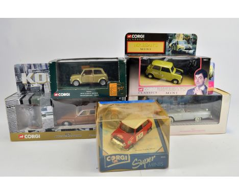 A group of Corgi Diecast including Mini Models, Mr Bean and Kojak. M in Boxes. (5)