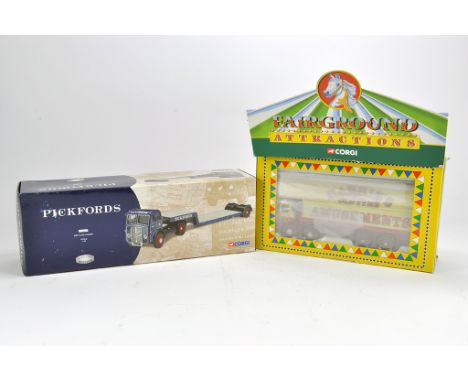 Corgi Commercial Diecast Duo including Pickfords Low Loader and Harris' Amusements. NM to M in Boxes. (2)