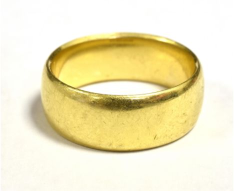 18CT GOLD WIDE BAND RING Band width 8mm, hallmarked Birmingham 1912, Ring size R-S, Weight 12g