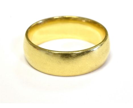 18CT GOLD WIDE BAND RING Width 6.5mm, Ring size N, Weight 7g