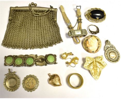 A COLLECTION OF VINTAGE COSTUME JEWELLERY  To include three silver west Somerset K.O Cup medals (circa 1930) small engraved r