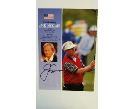 GOLF, signed colour magazine photo by Jack Nicklaus, half-length playing shot & h/s, EX