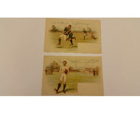 RUGBY UNION, postcards, Making his Mark - Byrne (Midland Counties, Captain of England), Overtaken - Magee (Bective Rangers, P