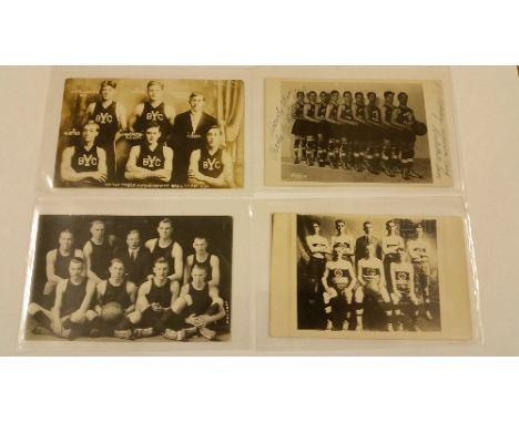 BASKETBALL, postcards, mainly USA teams, inc. Battlecreek YMCA team 1910 unidentified teams (6), Harmonica team with South Be