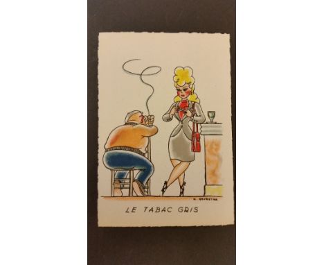 TOBACCO, advert postcard, Le Tabac Gris, pub. by Barre & Dayez, No. 1408-D, artwork by R. Genestre, VG