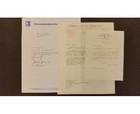 CRICKET, ALS, all on headed notepaper, inc. Colin Cowdrey, Richie Benaud, K A Archer, A S Brown, Donald Carr etc., G to VG, 5