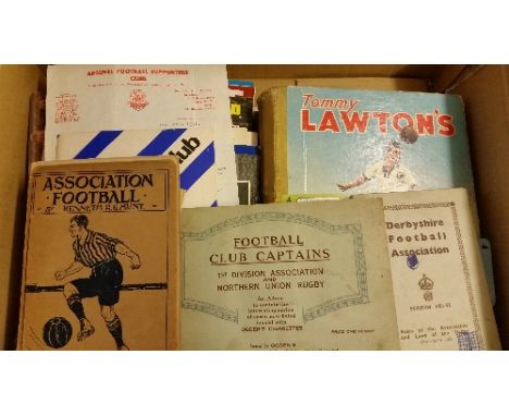 FOOTBALL, selection, inc. Tom Finney t/c, Williams & Lawton annuals, Bedford Town AFC fixture poster; programmes, large orang
