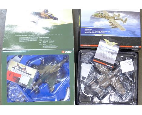 Two Corgi Aviation Archive die-cast aeroplanes, McDonnell Douglas F-4C Phantom II, AA33204 and Fairchild A-10A 'Warthog' USAF