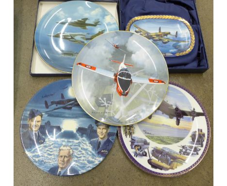 Five aeroplane collectors plates comprising two Coalport, two Bradford Exchange and Royal Worcester